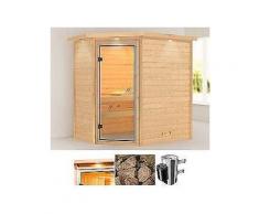 karibu massivholzsauna »cilja«, 196/144/198 cm, 3-6-kw plug & play mit int. strg.
