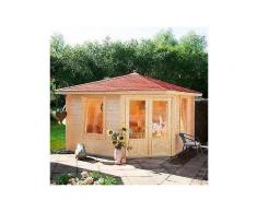 wolff set: gartenhaus »sonja 40«, bxt: 353x353 cm, rote schindeln und dachhaube