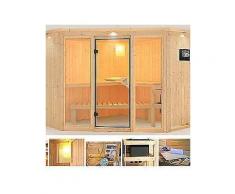 karibu systemsauna »flora 2«, 231/231/198 cm, 9-kw-bio-ofen mit ext. steuerung