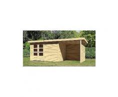 karibu gartenhaus »kandern 7«, gesamtmaß (bxt): 642x273 cm, mit anbaudach