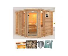 karibu massivholzsauna »marona«, 264x253x212 cm, 9-kw-bio-ofen mit ext. steuerung