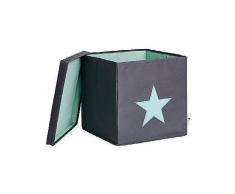 store it! ordnungsbox mit deckel (mdf), grau mit mintgrünem stern