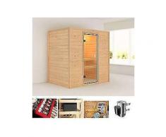 karibu massivholzsauna »samira«, 196/146/187 cm, 3-6-kw plug & play mit int. strg.