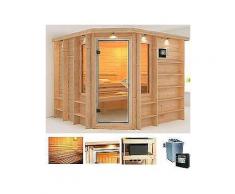 karibu massivholzsauna »marona«, 264/253/212 cm, 9-kw-ofen mit ext. steuerung