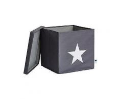 store it! ordnungsbox mit deckel (mdf), grau mit weißem stern