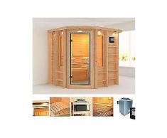 karibu massivholzsauna »cortona«, 218/198/212 cm, 9-kw-ofen mit ext. steuerung