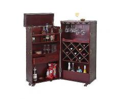 barschrank hwc-a25 weinregal hausbar koffer, eukalyptusholz rollbar 123x61x59cm