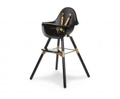 2 in 1 Hochstuhl mit Gurt und Bügel, Evolu 2 Schwarz Gold Childhome