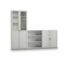 Wohnwand Weiß 3 Teilig Steens Anette inkl. 1 Vitrine und 1 Kommode, 1 Regal