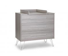 Wickelkommode mit 3 Schubladen und Wickelaufsatz, Ironwood Ashen, Childhome