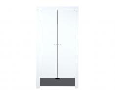 Kleiderschrank 2 -türig Medium Babyflex Weiß, Bopita Schubladen Front in verschiedenen Farben auswählbar, Deep Grey (20)