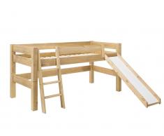 Spielbett mit Schräger Leiter, Rutsche und Rolllattenrost, Dolphin Moby, Kiefer umbaubar und erweiterbar