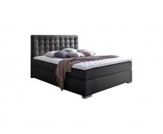 Boxspringbett Lenno in Farbe Schwarz, Weiß, Muddy oder Braun, Meise Möbel Bezug: Kunstleder uni