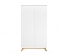 Kleiderschrank 2-türig Lynn Griff frei Weiß/Natur, Bopita