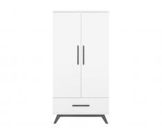 Kleiderschrank 2-türig Levi Weiß/Grau, Bopita