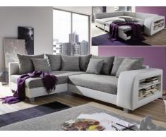 Ecksofa Schlafsofa Stoff Kopernikus - Grau&Weiß - Ecke Links