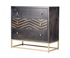 Kommode Art Déco Holz & Metall PRISMIN - 3 Schubladen