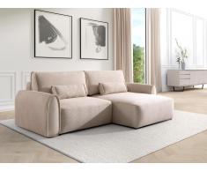 Ecksofa mit Schlaffunktion - Ecke wechselbar - Cord - Beige - RISTANO