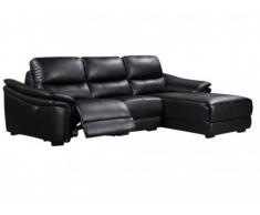 Relaxsofa Ecksofa Leder COREY - Schwarz - Ecke Rechts
