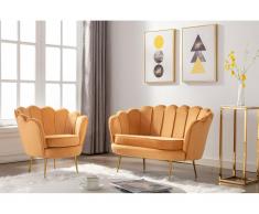 Couchgarnitur Muschel 2+1 - Samt - Senfgelb - DANDELION