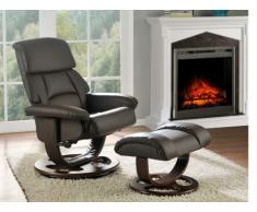 Relaxsessel Fernsehsessel Leder Myosotis + Fußhocker - Braun