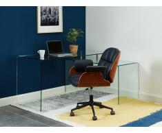 Bürostuhl TIMO - Höhenverstellbar - Kunstleder & Furnierholz - Schwarz