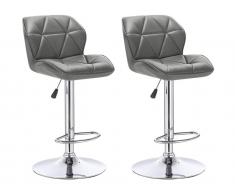 Barhocker 2er-Set CALVIN - Höhenverstellbar - Grau