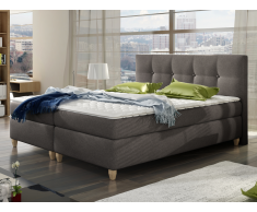 Boxspringbett Stoff Poupoupidou - 180 x 200 cm - Grau
