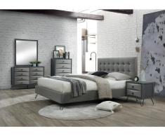 Sparset COSTANZA: Bett 140x190 cm & 2 Nachttische - Grau