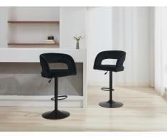 Barhocker 2er-Set höhenverstellbar - Samt & Metall - Schwarz - LAJUNIA
