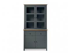 Vitrinenschrank NEWPORT 4 Türen & 2 Schubladen - Anthrazit & Eiche