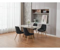 Stuhl 2er-Set - Strukturstoff & Buche - Schwarz - MASURIE