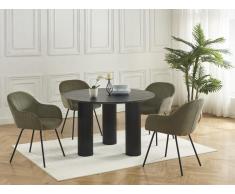 Stuhl mit Armlehnen 2er-Set - Cord & schwarzes Metall - Kaki - MARENZIA