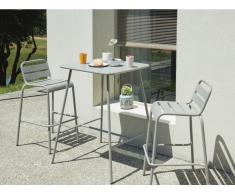 Gartenbar Metall MIRMANDE & 2 Barhocker stapelbar - Grau