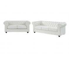Sofas 3-Sitzer & 2-Sitzer - Kunstleder - Weiß - CHESTERFIELD