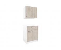 Küchenschränke - 1 Unterschrank & 1 Oberschrank - 2 Türen & 1 Schublade - Holzfarben - TRATTORIA