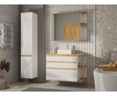 Badezimmer Hängeschrank mit Spiegel - B. 94 cm - Helle Naturfarben & Weiß - ANIDA