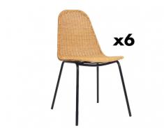 Stuhl 6er-Set Rattan & Metall KOSI
