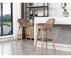 Barhocker - Samt & Buche - Beige - ELEANA