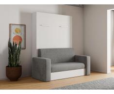 Ausziehbares Sofa 140 x 200 cm + Matratze - Manuelle vertikale Öffnung - Weiß & Grau - VACIALA II