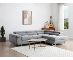 Ecksofa mit Schlaffunktion - Ecke rechts - Strukturstoff - Grau - NURAZIO