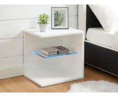 Nachttisch mit LED-Beleuchtung TOMY - Holz & Glas - Weiß