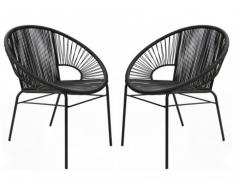 Polyrattan Gartensessel 2er-Set Kelios - Schwarz