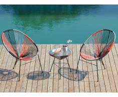Garten Sitzgruppe Polyrattan ALIOS II - Schwarz, Orange & Grau