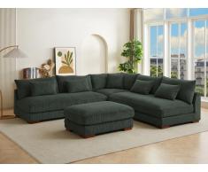 Ecksofa + Hocker - Ecke wechselbar - Cord - Grün - SPERONE von Pascal Morabito