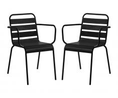Gartensessel stapelbar 2er-Set - Metall - Schwarz - MIRMANDE von MYLIA
