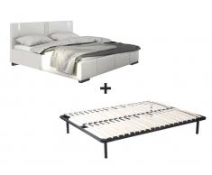 LED-Bett SOREN + Lattenrahmen - 160x200 cm - Weiß