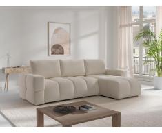 Ecksofa mit Schlaffunktion - Ecke wechselbar - Bouclé-Stoff - Beige - ISSORO II
