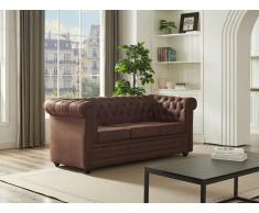 Sofa mit Schlaffunktion 3-Sitzer - Mikrofaser - Vintage-Leder-Optik - CHESTERFIELD
