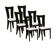 Stuhl 6er-Set - Massivholz - Wenge & Weiß - TIFFANY